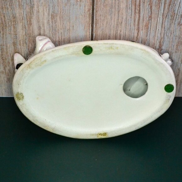 Vintage MCM White And Black Pig Figure Toothpick Party Fork Holder Ceramic - Picture 9 of 9
